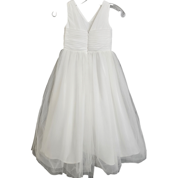 Nwot Girls Treasure White Chiffon/Tulle Full Skirt Sleeveless Flower Girl Gown - Picture 10 of 16